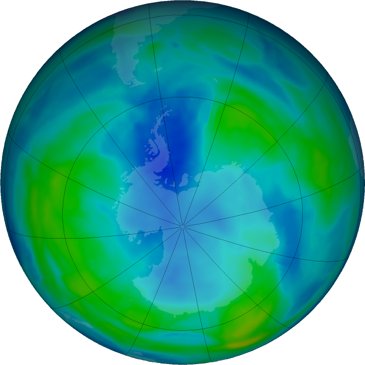 Antarctic ozone map for 13 May 2022